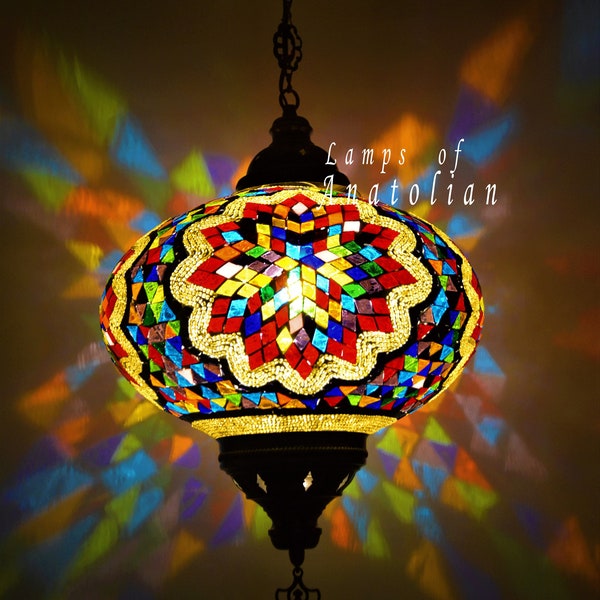 Amazing Mosaic Turkish Single Lantern Lamp "14 inches Dia Morrocan Decor hanging Lighting FREE SHIP More Colors