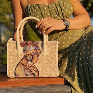 Gobelin Tasche Stoffbeutel Tasche mit Muster Lange Trägertasche Afrikanische Motive