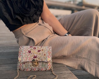Brocade bags A little bag  Evening bag on a chain Fashionable handbag for the summer  Rest  Dinner Evening Handbag Gift