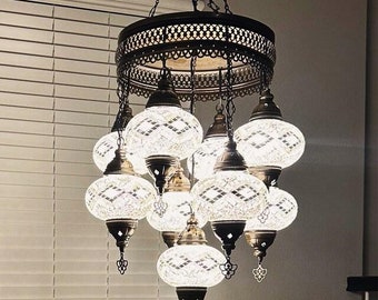 Amazing 7 Globe Turkish Chandelier Lamp