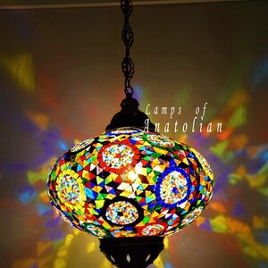 Amazing Mosaic Turkish Single Lantern Lamp 14 inches Dia Morrocan Decor hanging Lighting FREE SHIP More Colors Mix - 2