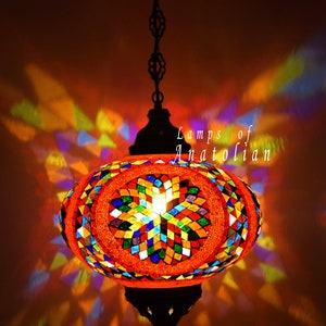 Amazing Mosaic Turkish Single Lantern Lamp 14 inches Dia Morrocan Decor hanging Lighting FREE SHIP More Colors Red-Mix