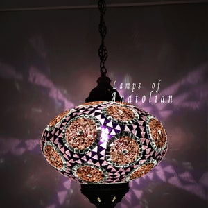 Amazing Mosaic Turkish Single Lantern Lamp 14 inches Dia Morrocan Decor hanging Lighting FREE SHIP More Colors Purple