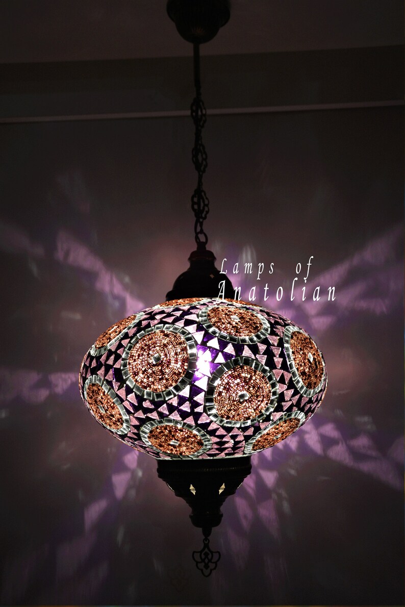 Amazing Mosaic Turkish Single Lantern Lamp 14 inches Dia Morrocan Decor hanging Lighting FREE SHIP More Colors Purple