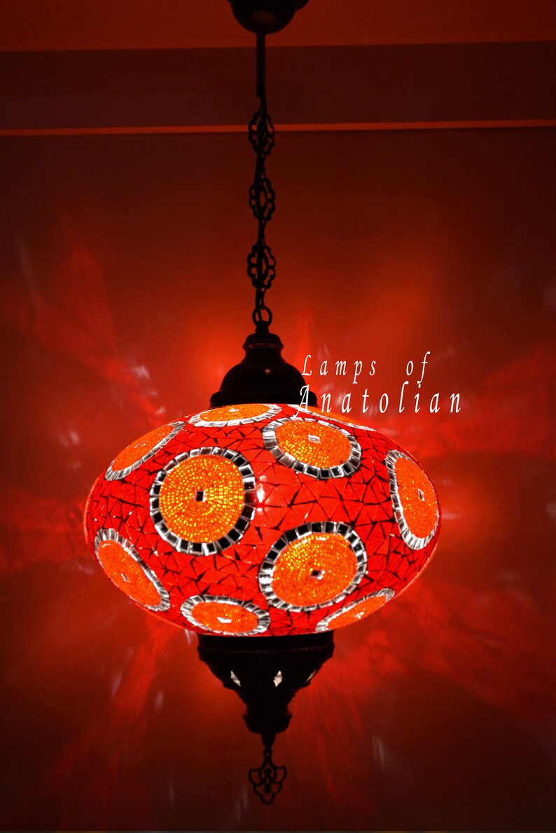 Amazing Mosaic Turkish Single Lantern Lamp 14 inches Dia Morrocan Decor hanging Lighting FREE SHIP More Colors Red