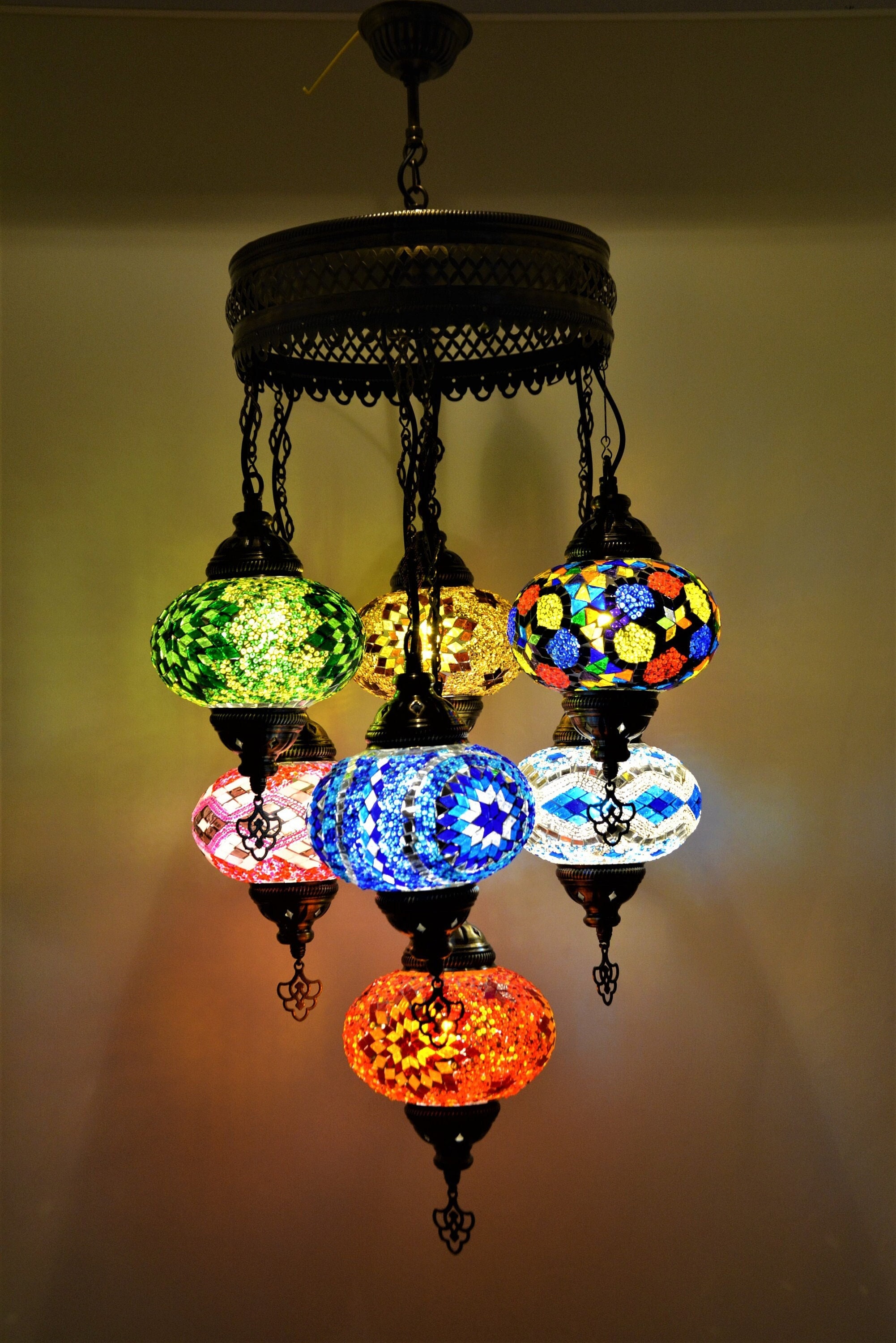 Amazing 7 Globe Turkish Chandelier Lamp Moroccan lamp