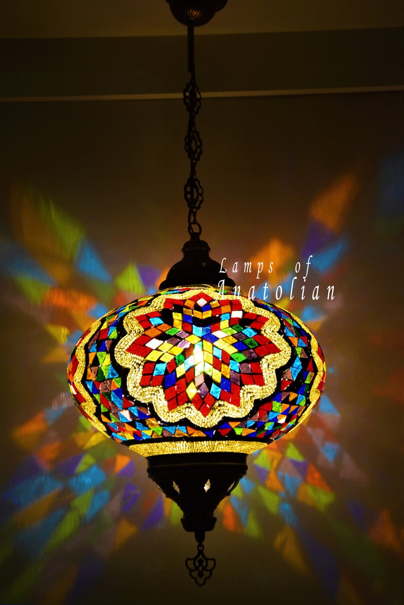 Amazing Mosaic Turkish Single Lantern Lamp 14 inches Dia Morrocan Decor hanging Lighting FREE SHIP More Colors Mix -1