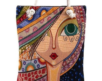 Tapestry bag   Bag with drawings  gobelin  Beach bags