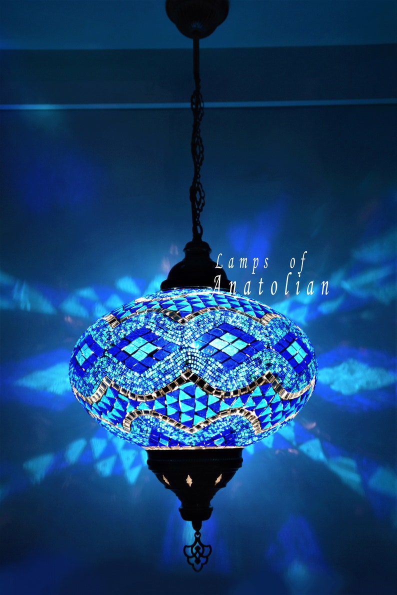 Amazing Mosaic Turkish Single Lantern Lamp 14 inches Dia Morrocan Decor hanging Lighting FREE SHIP More Colors Blue