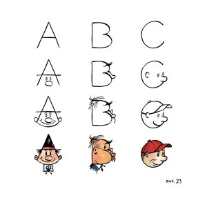 ABC Männer Alphabet Art Lettering Pen & Ink Aquarell Malerei, ungerahmt Druck