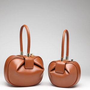Genuine Leather Woman Dumpling bag, cloud bag, dumpling bag, simple bag, cloud purse, clutch, handbag, gift for her, Everyday Bag, cute bag