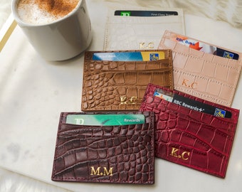 Personalized Card Holder | Embossed Croc Leather Card Wallet | Unique Gifts | Gift Ideas | Leather Wallet | Leather Accessories