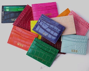 Personalized Card Holder | Embossed Croc Leather Card Wallet | Unique Gifts | Gift Ideas | Leather Wallet | Leather Accessories