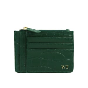 Porta carte Porta carte Porta carte in pelle goffrata | Pelle monogramma goffrata personalizzata | Regalo personalizzato
