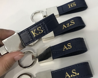 Porte-clés en cuir personnalisé – Porte-clés en cuir monogrammé, cadeau unique pour lui ou elle
