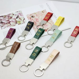 Personalized Leather Keychain Key Ring – Monogrammed Leather Key Holder, Unique Gift for Him or Her
