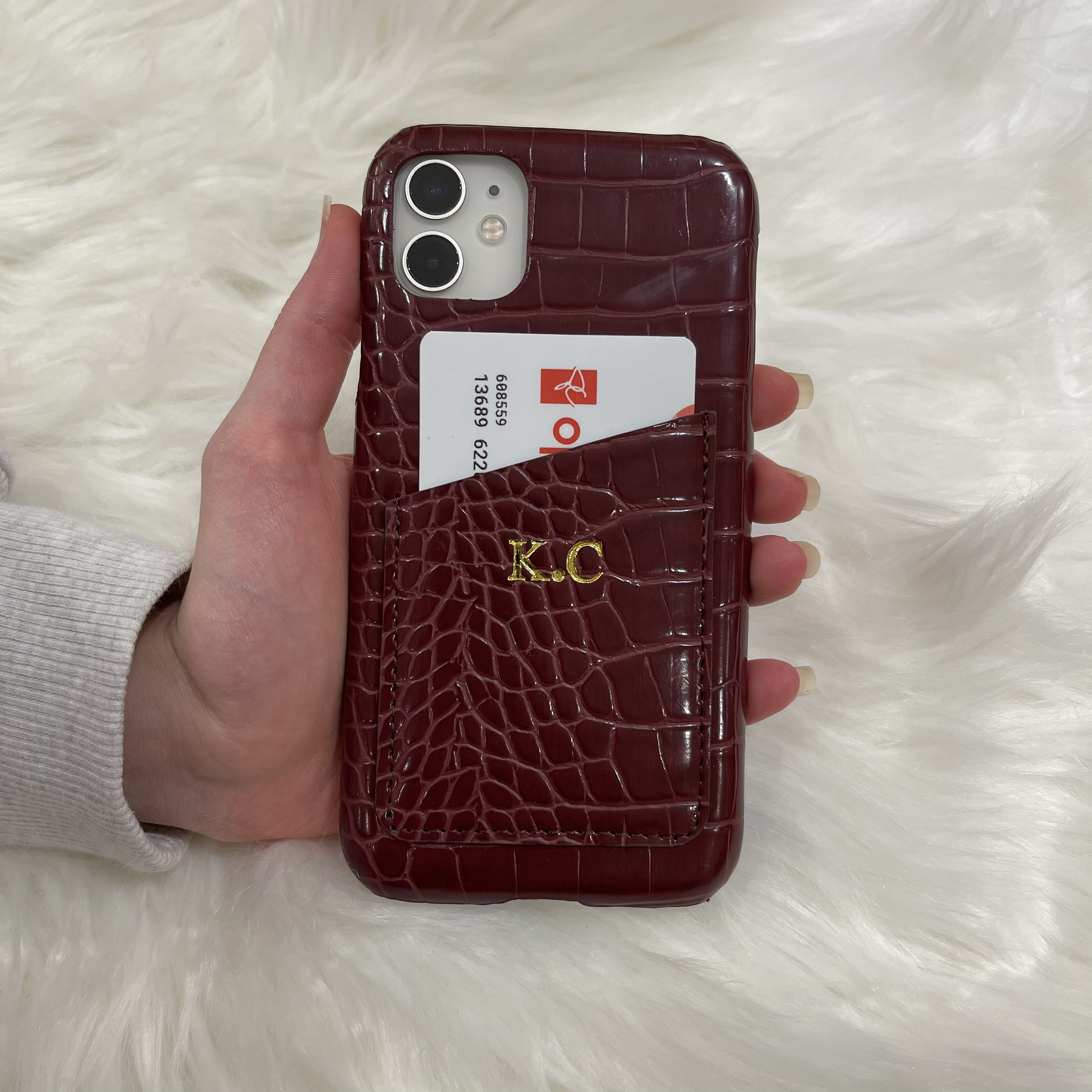 ポーチ LEATHER AND T MONOGRAM CASE t-monogram-zip-card-case-angle