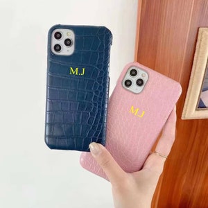 Gepersonaliseerde Croc Leather Phone Case Monogram iPhone Case met initialen, reliëf iPhone 11 12 13 14 pro max alle maten Case, Custom geschenken