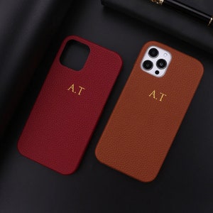 Leren telefoonhoesje | Douane van het monogram in reliëf gemaakt gepersonaliseerd telefoonhoesje | Telefoonhoesje | Aangepaste geschenken