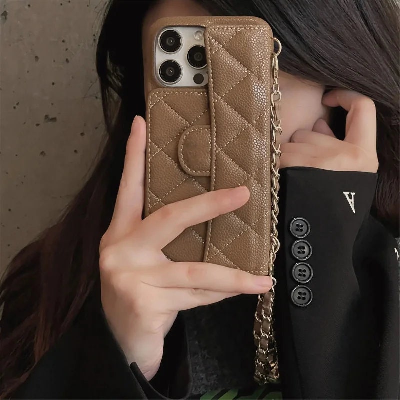 LAMEEKU Wallet Case For IPhone 12/12 Pro 6.1" - Card Holder, Crossbody Strap, Leather Handbag, Women's Protective Case - Black