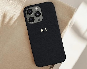 Étui en cuir pour téléphone | Étui personnalisé avec monogramme en relief | Coque de téléphone | Cadeaux personnalisés