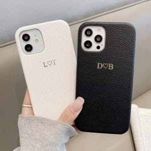 Leren telefoonhoesje | Monogram aangepaste reliëf gepersonaliseerde telefoonhoesje | Telefoonhoesje | Gepersonaliseerde geschenken