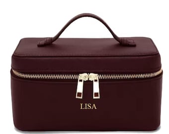 Trousse de toilette de luxe en cuir – Trousse de maquillage de voyage, organiseur de cosmétiques, trousse de toilette personnalisée, cadeau de demoiselle d'honneur, trousse de maquillage personnalisée