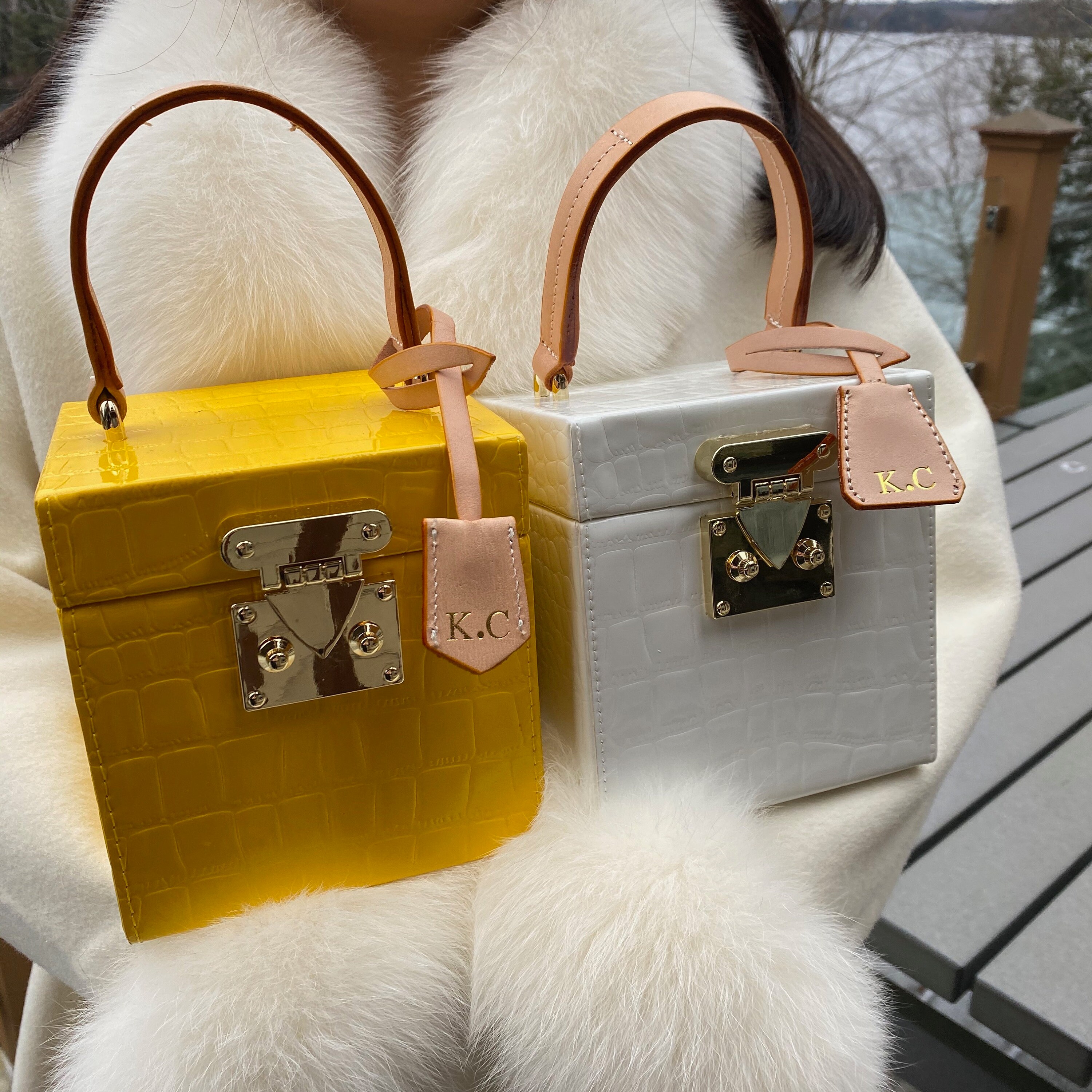 Leather Minimal Box Crossbody Bag, Handbag, Shoulder Bag