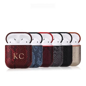 Airpod Case | Python Leather Airpods Pro Case | Embossed PU Leather Card Holder | Personalized Embossed Monogram Leather | Personalized Gift