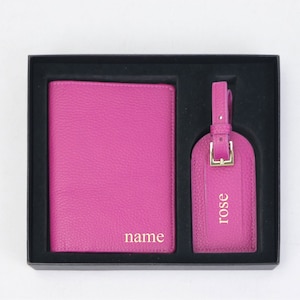 gepersonaliseerde paspoorthoes leer met tas tag gift set doos paspoort houder reizen portemonnee paspoort portemonnee bagagelabel reizen cadeau aangepast