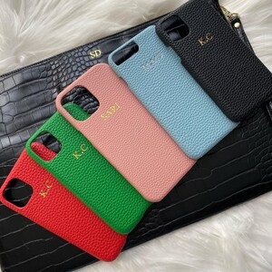 Lederen telefoonhoesje | Monogram Custom Embossed Gepersonaliseerde Telefoonhoesje | Telefoonhoes | Aangepaste geschenken