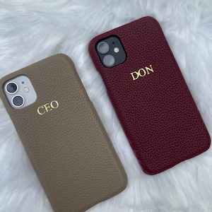 Lederen telefoonhoesje | Monogram Custom Embossed Gepersonaliseerde Telefoonhoesje | Telefoonhoes | Aangepaste geschenken