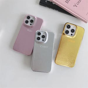 Capa de couro metálico cromado para iPhone 16 15 14 13 12 11 Pro XS Max X XR 7 8 Capa de crocodilo de luxo em relevo ideia inicial de presente personalizada