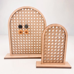 Rattan earring stand, jewellery storage, earring organiser, arch shaped, stud collector, gifts for her, birthday present, Valentine’s Day,