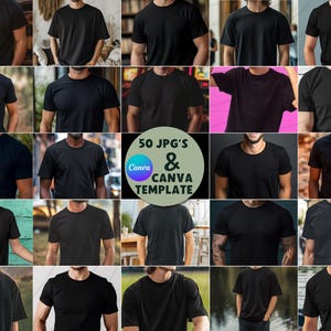 50 Black T-shirt Mockup, Black Shirt Mockup, Model Mock up JPEG, Canva T-shirt Mockup, POD Shirt Mockup, T-shirt Mockup JPG, T-shirt Mockup