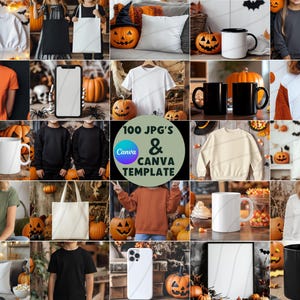 100 Halloween Mockup, Halloween Mockup Bundle, Halloween Shirt Mockup, Halloween Themed Mockup, Canva Halloween Mockup, Halloween JPG Mockup