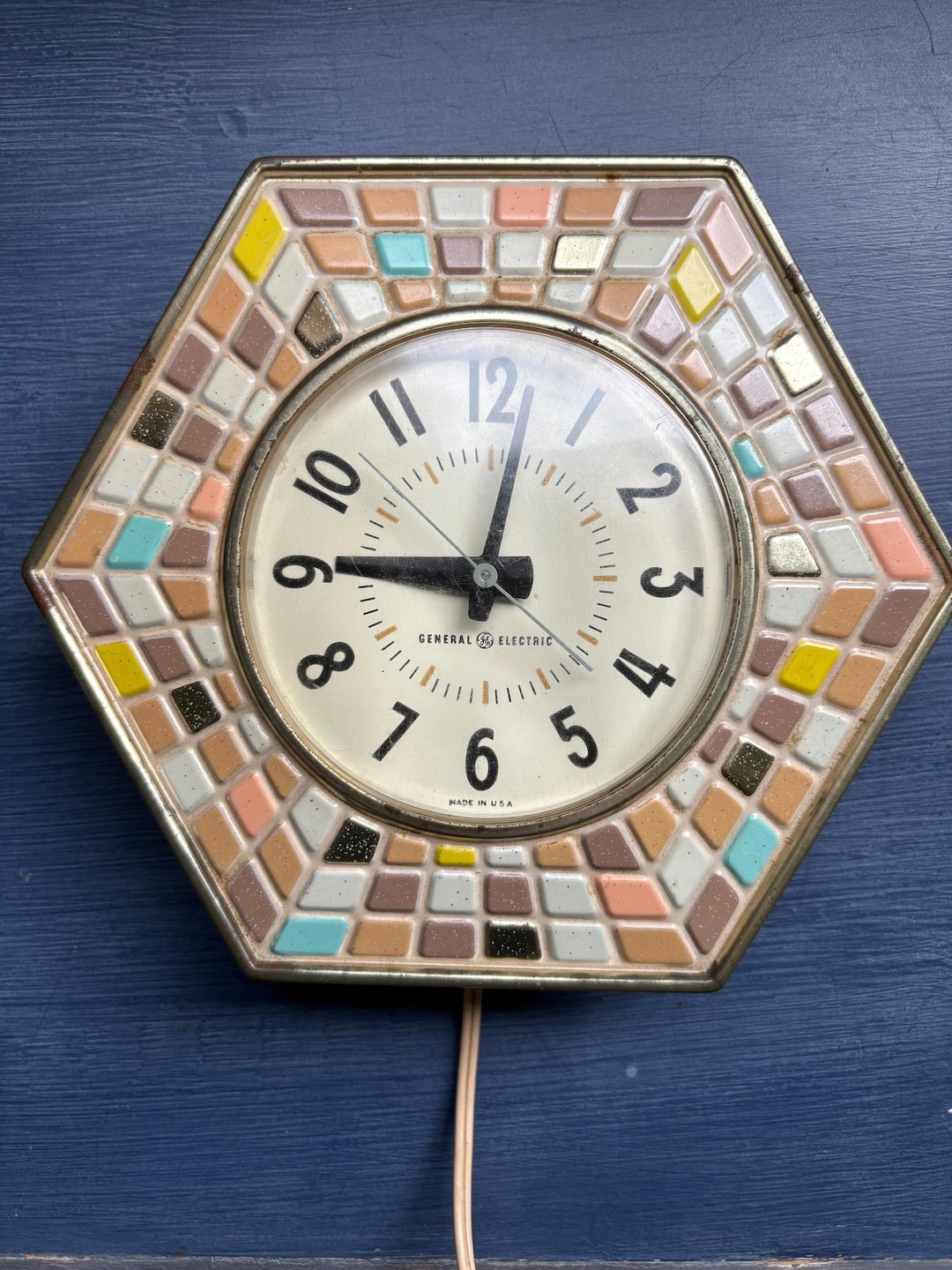 1950s General Electric Mosaic Wall Clock | Working Condition