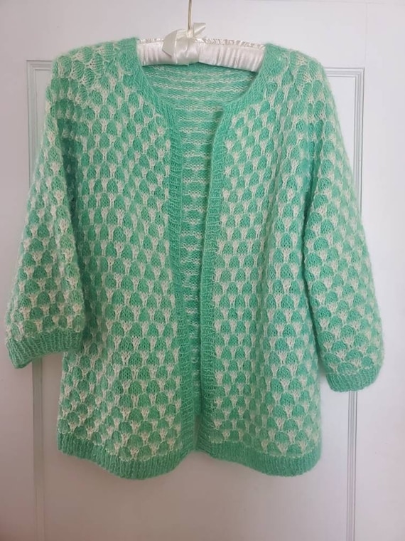 Vintage Handmade Cardigan | Pastel Green Handmade 