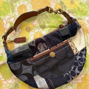 00s Coach Denim Patchwork Pocket Hobo Shoulder Bag, Style #10019