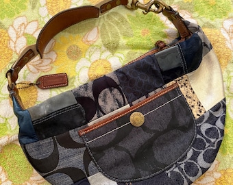 Vintage COACH Y2K Soho Hamptons Black Leather Signature Satchel