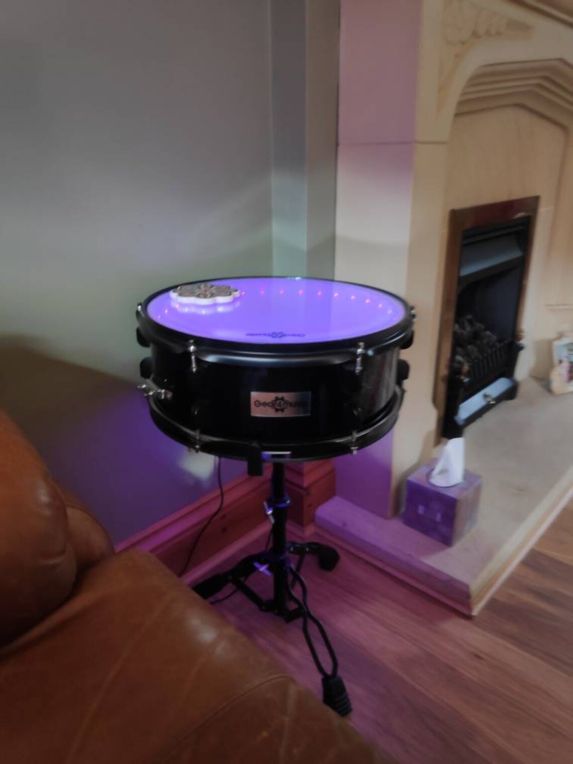 Colour change snare drum light/side table. USB powered with Etsy