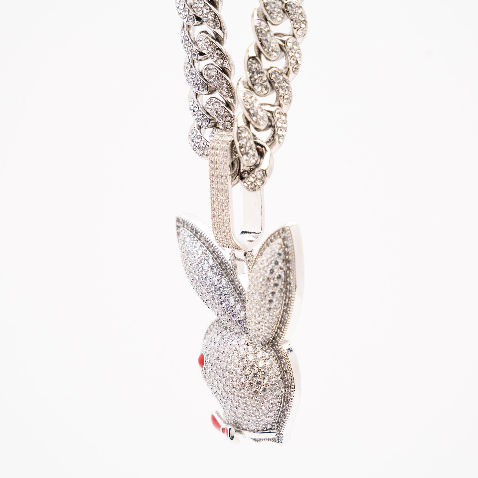 Playboy bunny cuban link chain with cz diamonds | Etsy