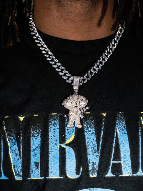 Guy Jewelry Iced Out Stewie Pendant 