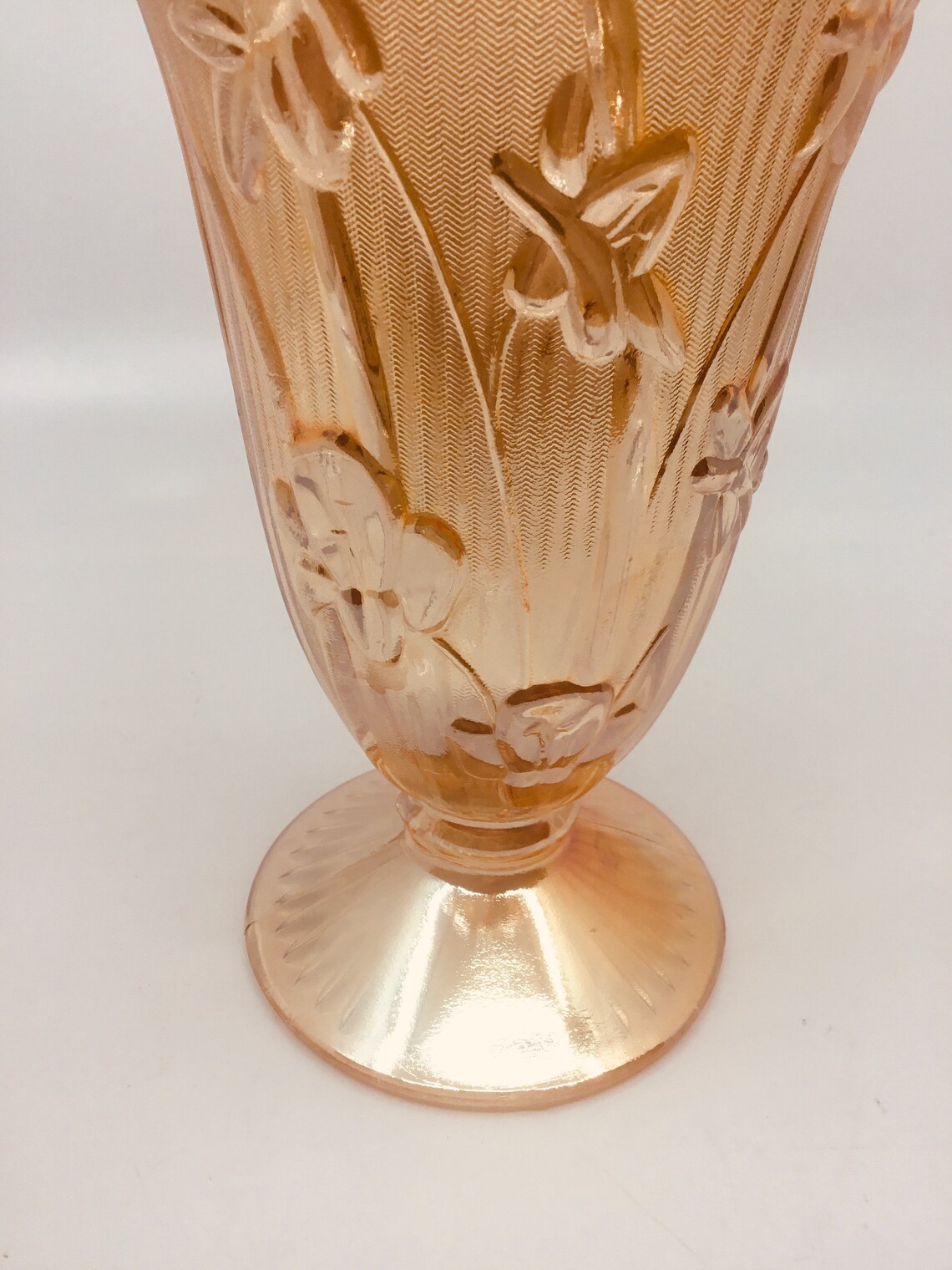 Iridescent Amber Depression Glass Vase in Iris Etsy