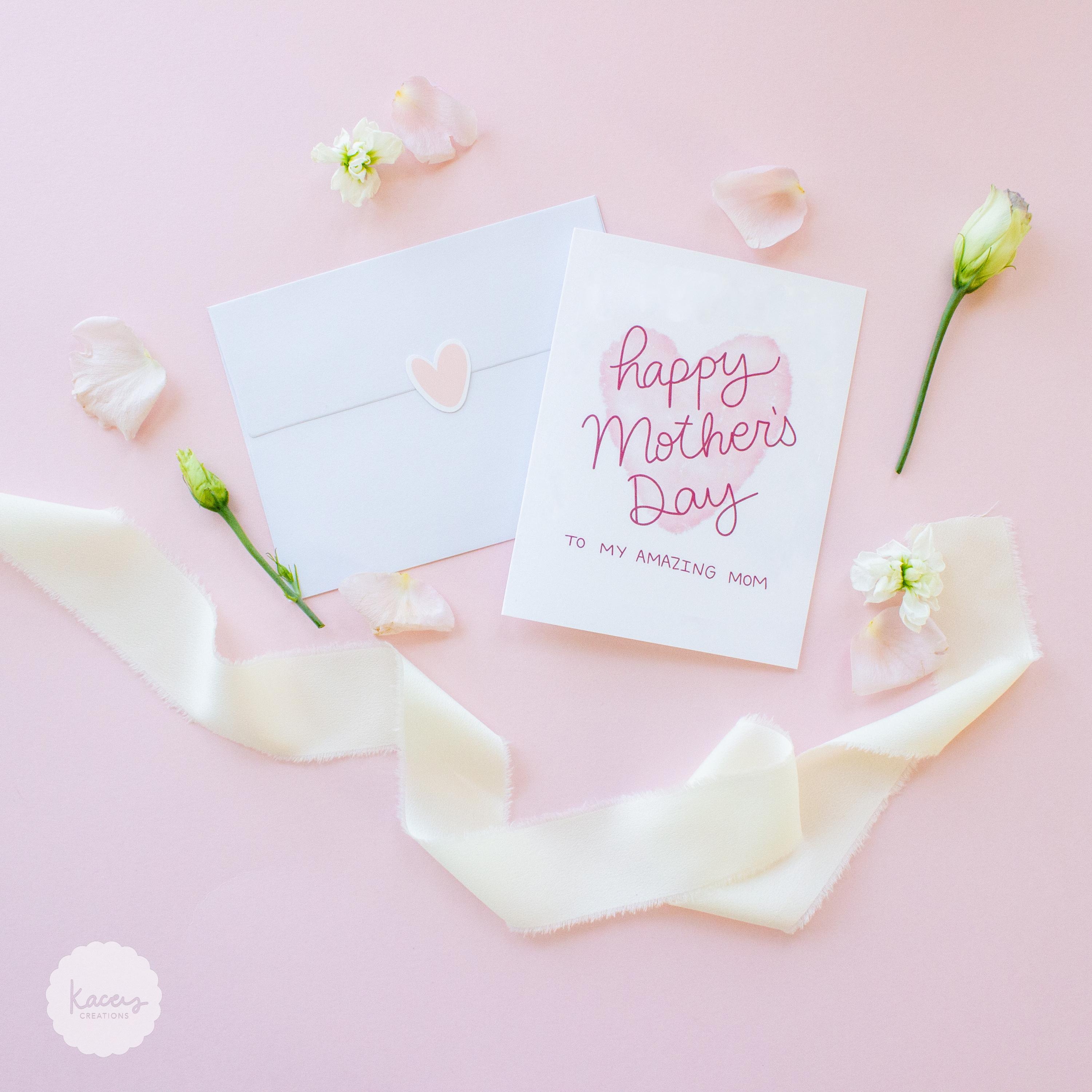 Mothers Day Card for Mom – Pink Heart Custom Card – Printable Instant ...