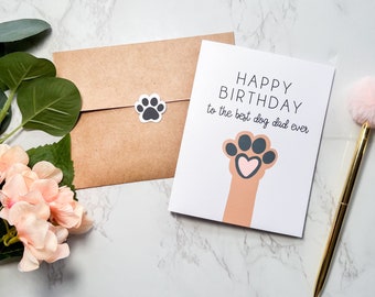 Happy Birthday To The Best Dog Dad Ever Card | Dog Dad Fathers | Dog Parents | Dog Dad Gift | Boyfriend | Husband-A2 Sized Greeting Card