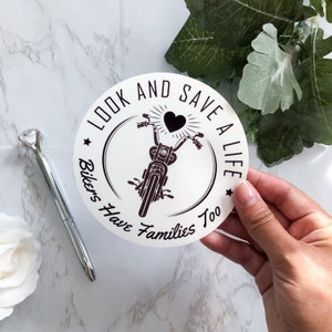 Motorcycle Awareness Vinyl Decal: Look and Save A Life (4.5&quot;)