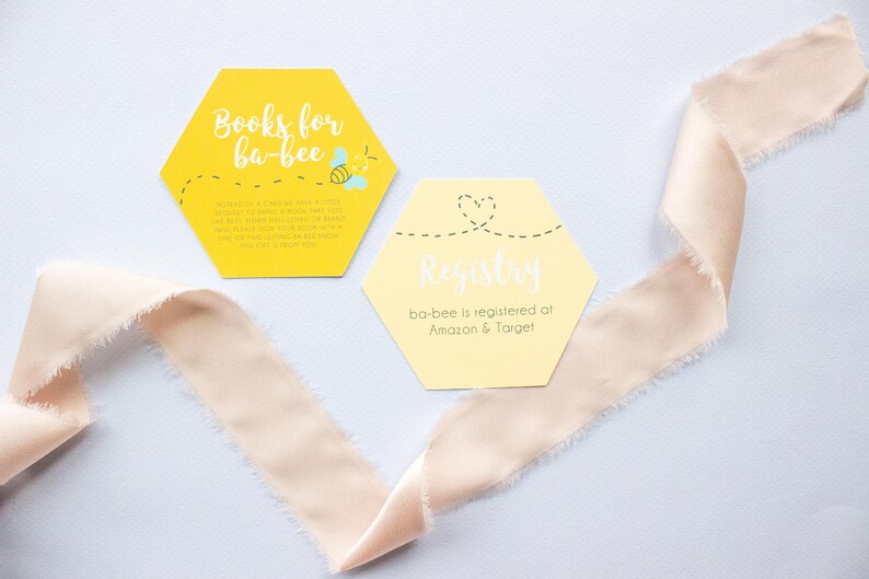 Honeycomb Bee Baby Shower Insert Cards: Registry & Books - Etsy