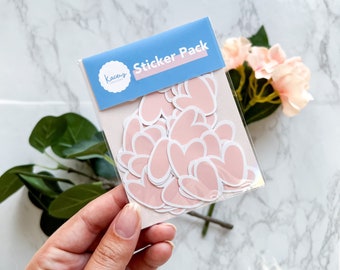 Envelope Seal Stickers - Small 1" Cute Pink Heart | tiny sticker | Premium Vinyl - Sticker Pack