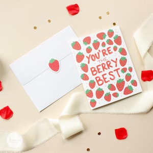 You&#39;re the Berry Best |Strawberry Pun | Food Pun | Cute Illustration | Birthday Card | Anniversary |  Partner Card | Gift -A2 Sized Card